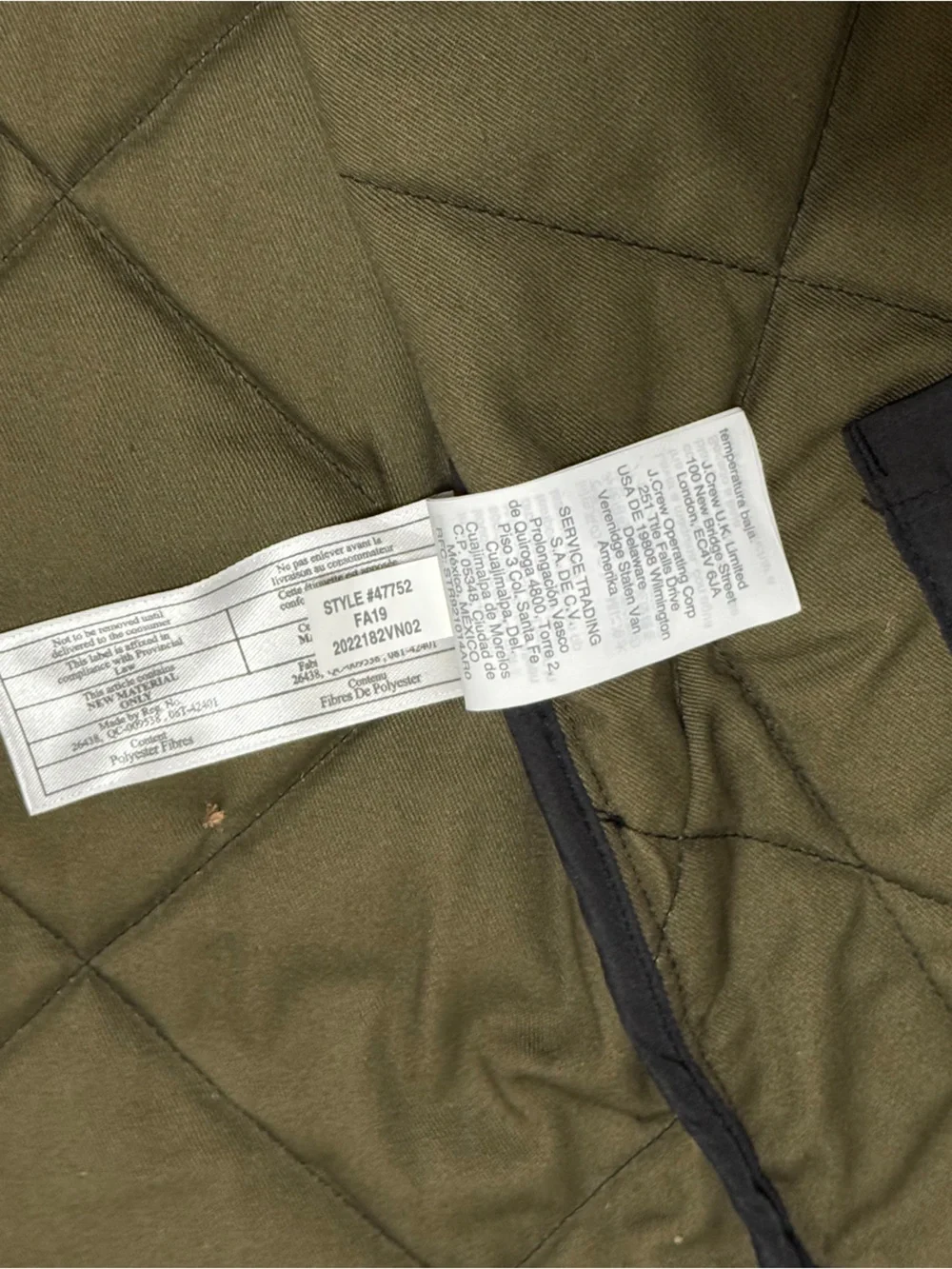 J. Crew Factory Quilted Vest in Black and Olive